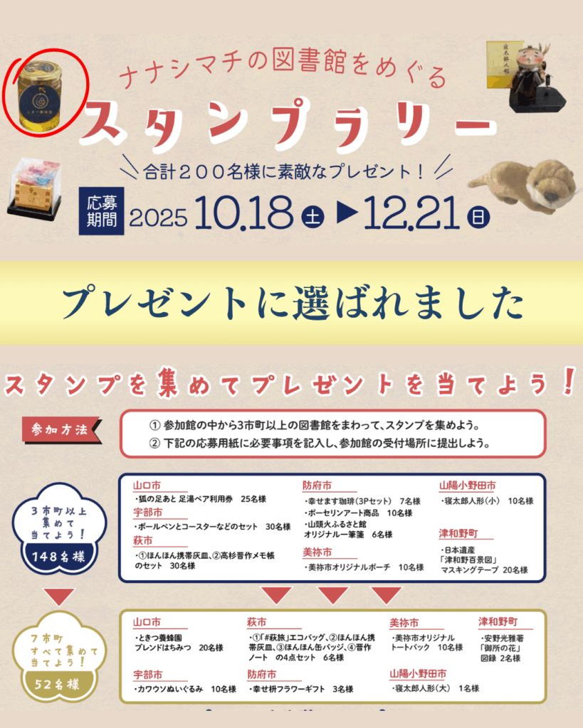 ナナシマチのプレゼントに選ばれました